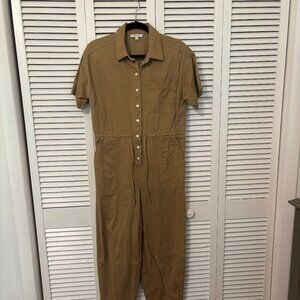 Madewell Tie-Waist Short-Sleeve Jumpsuit in (Re)generative Chino - Size 2